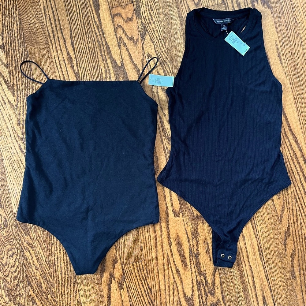 SET of 2 Banana Republic Black Knit Bodysuits XS